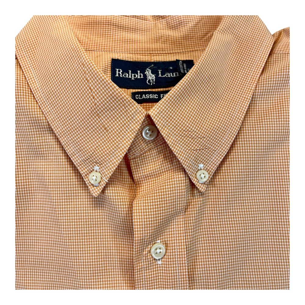 Big&Tall Polo Ralph Lauren Men 2LT Orange Gingham Classic Fit Button Down Shirt